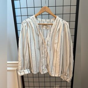 Free People- We The Free Ivory and Navy Striped Blouse